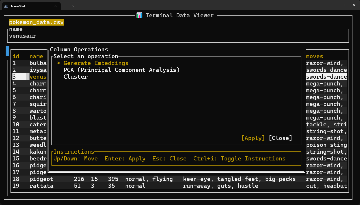 Column operations